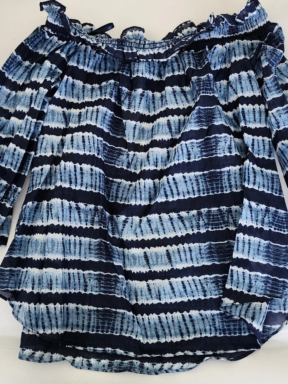 MICHAEL Michael Kors Blue White Tie Dye Off Shoulder Top XL NWT